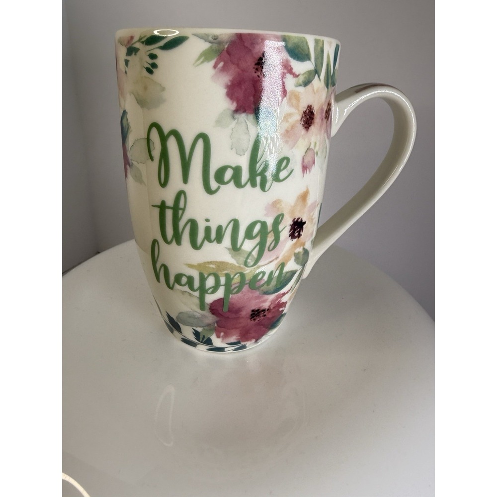 Orly Maison‎ Pastel Floral Mug Coffee Make Things Happen 5.5x 3.5 16oz New York